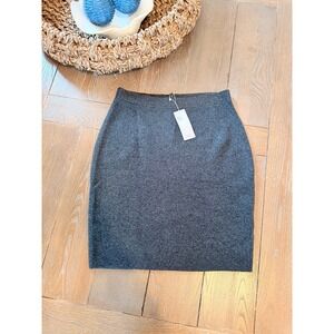 Eileen Fisher Pencil Skirt Womens Charcoal Gray Tencel Merino Wool M